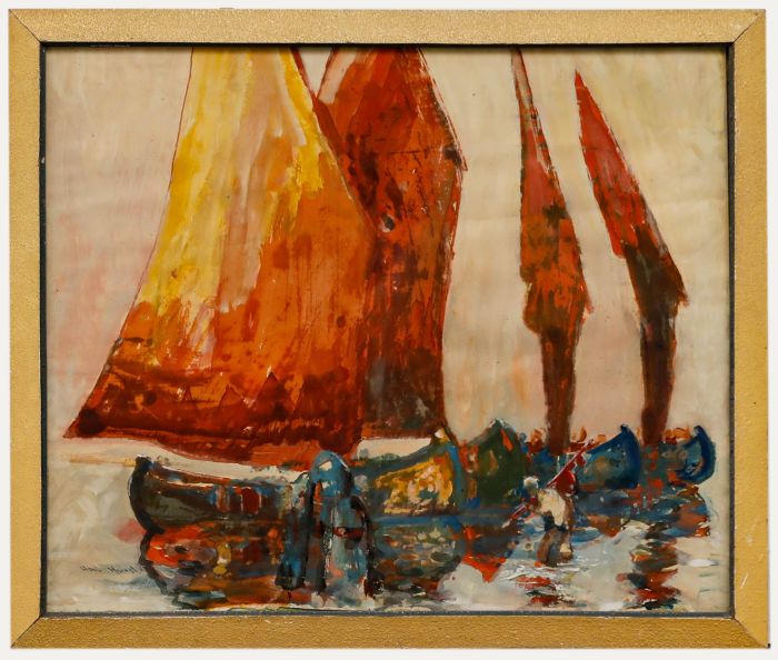 Hal Hurst (1865-1938) - Early 20th Century Gouache, Fishing Boats
