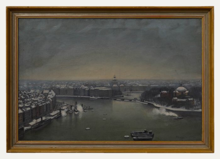 P. Collins - Framed Early 20th Century Oil, Winter in St Petersburg
