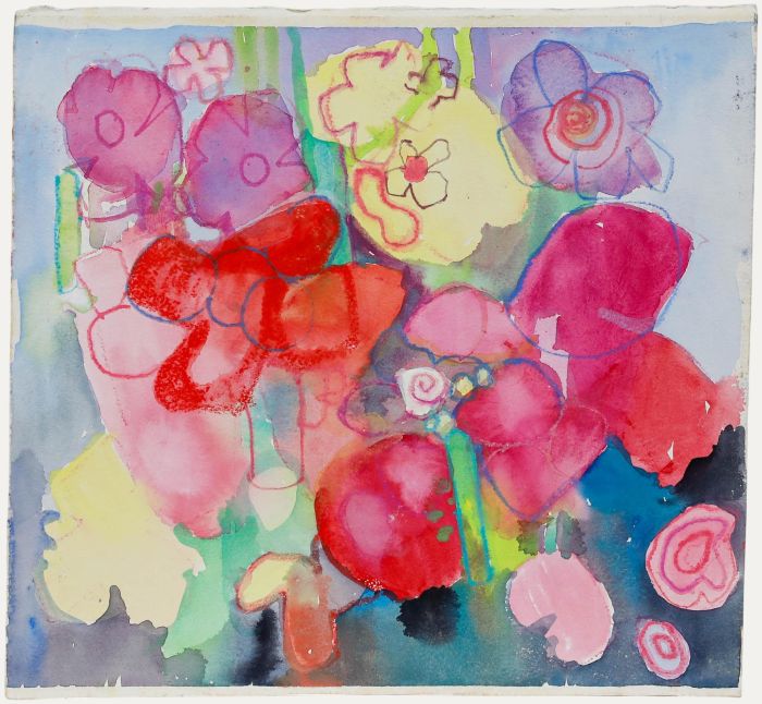 Nola Armstrong - 20th Century Mixed Media, Bouquet in Purple and Red