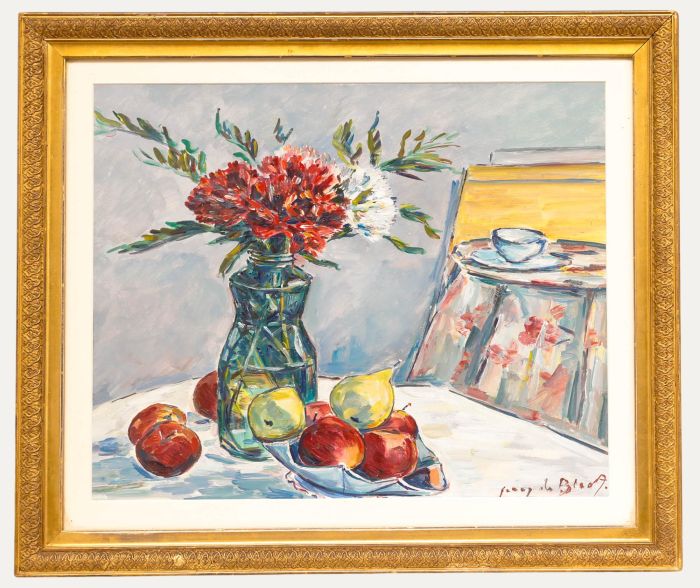 Jenny De Bloot (1901-1988) - Mid 20th Century Oil, Chrysanthemums with Apples