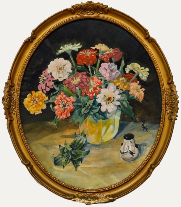 Early 20th Century Watercolour - Zinnias