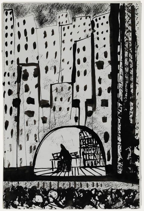 Charlotte Heister (1921-1998) - Mid 20th Century India Ink, The Big City