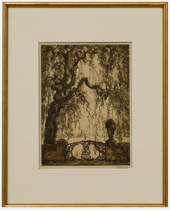 Georg Broel (1884-1940) - Framed 1919 Etching, The Wrought Iron Gate