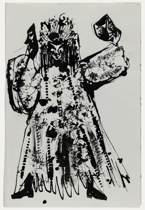 Charlotte Heister (1921-1998) - Mid 20th Century India Ink, Mask
