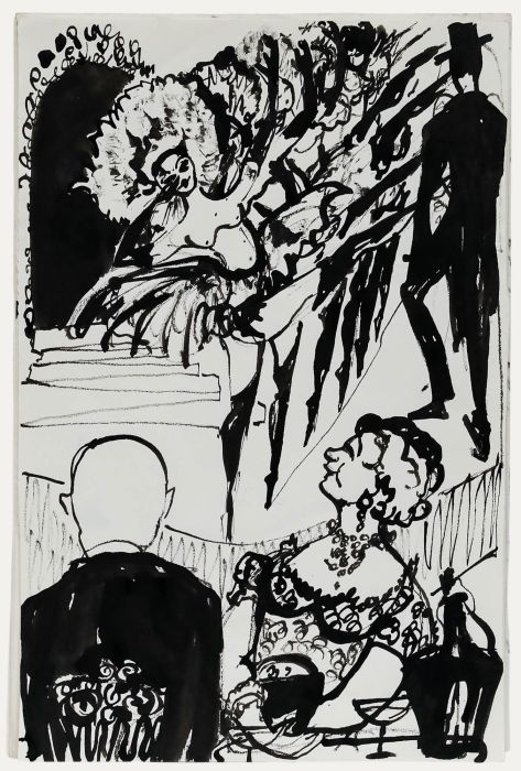 Charlotte Heister (1921-1998) - Mid 20th Century India Ink, Showgirls