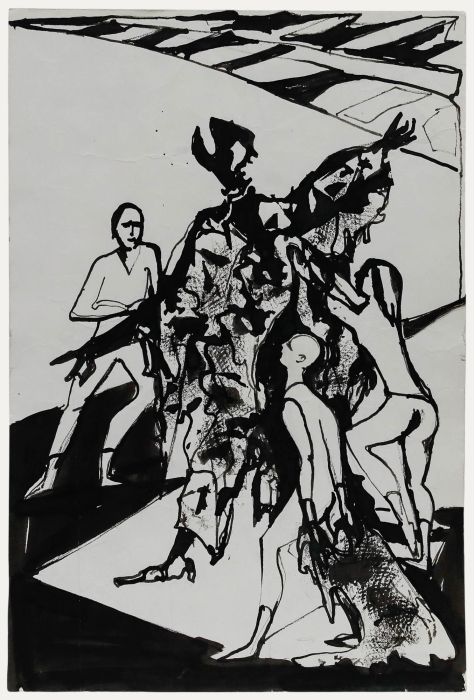 Charlotte Heister (1921-1998) - Mid 20th Century India Ink, Adoration