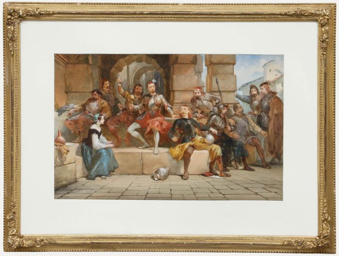 Charles Cattermole (1832-1900) - 1874 Watercolour, Day off from the Night Watch