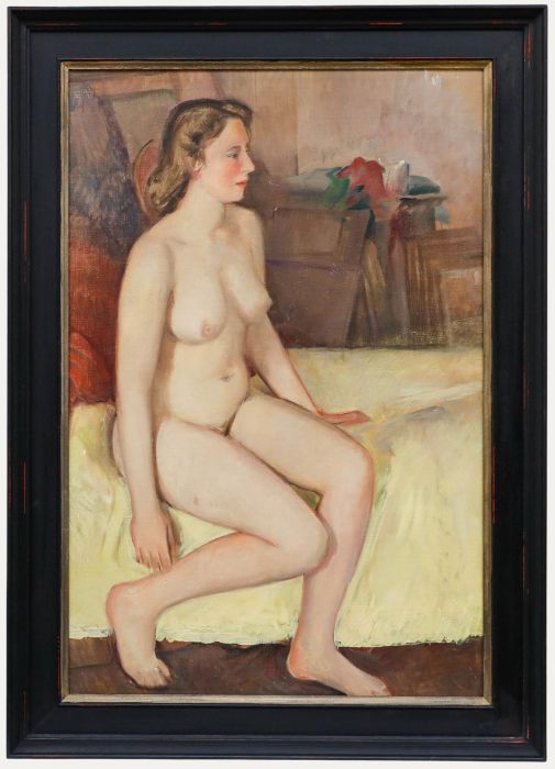 English School Mid 20th Century Oil - Nude in the Studio