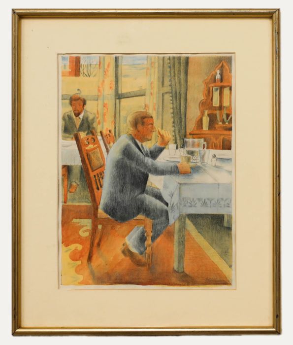 J. Chrisem - 20th Century Watercolour, The Cafe