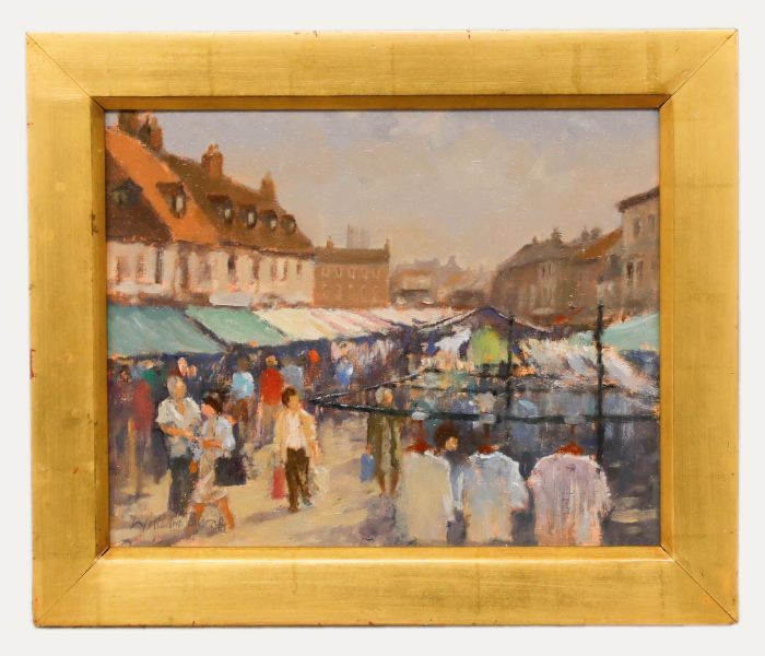 William Burns FRSA (1923-2010) - Framed Oil, Beverley Market - Summer