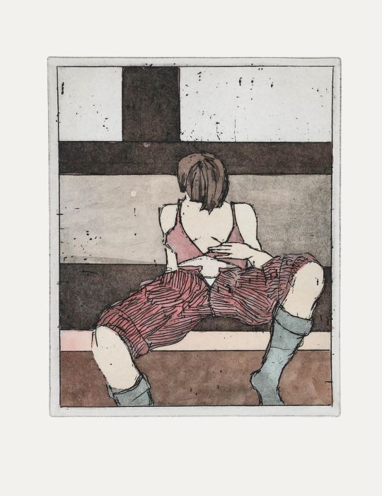 Priscella Van Groeningen - 1990 Etching, Woman in Repose