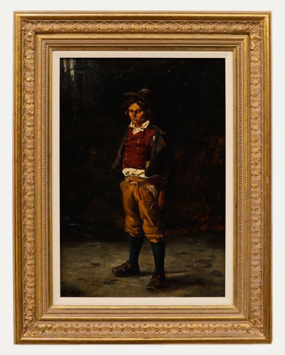 B. A. Pashton - 19th Century Oil, Boy in the Red Waistcoat