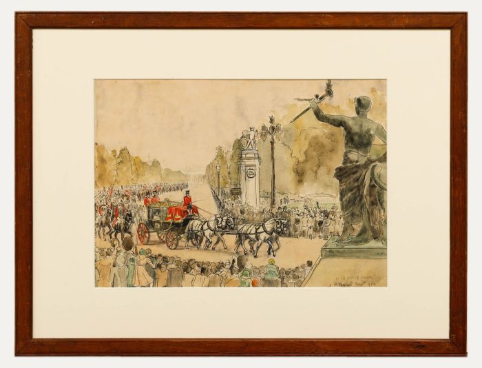 Marjorie Sherlock (1897-1973) - 1950 Watercolour, Irish State Coach