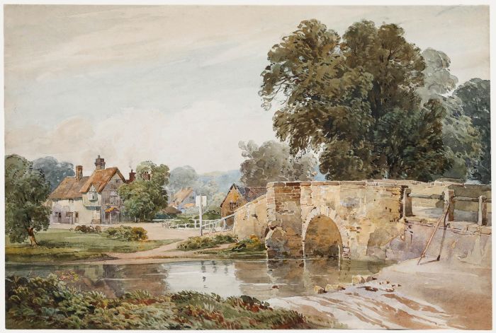 Early 20th Century Watercolour - Bridge To The Village