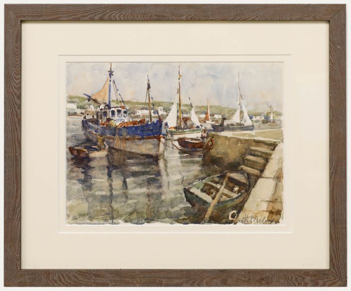 Henri Milock (French 1898-1979) - Mid 20th Century Watercolour, Coastal Harbour