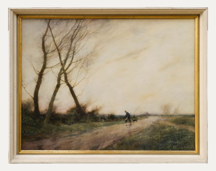 William Tatton Winter (1855-1928) - Framed Watercolour, A shepherd & his Dog