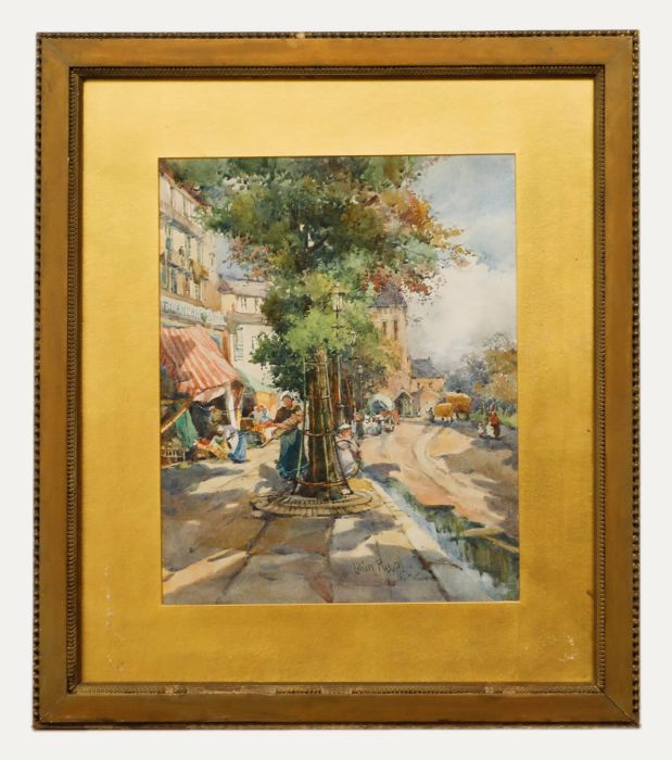 Lillian Russell Bell (1864-1947) - Framed Watercolour, Shops at Opening