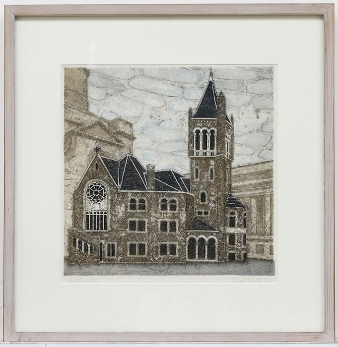 Valerie Thornton (1931-1991) - Framed 20th Century Aquatint, Study of a Church
