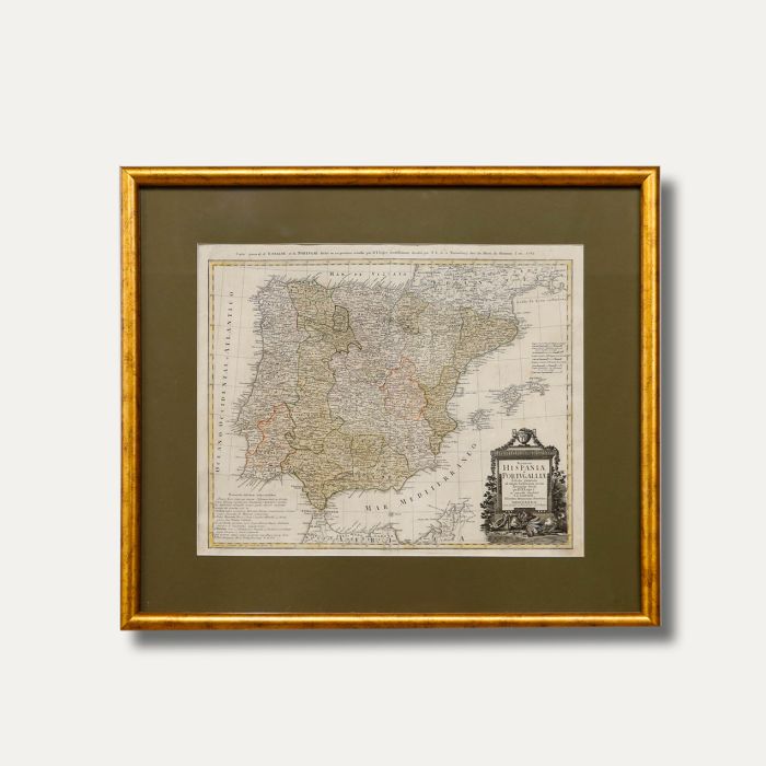 After Johann B. Homann (1664-1724) - 19th Century Engraving, General Map of Spain and Portugal