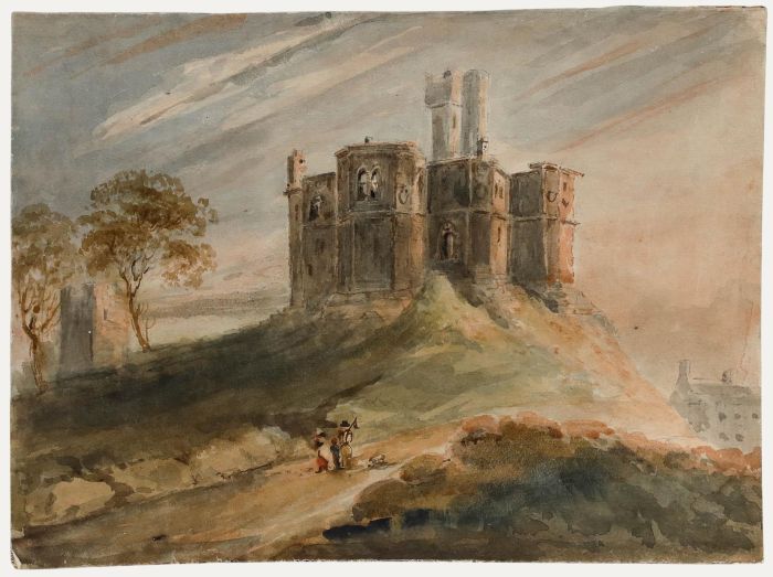 J. Brown - 19th Century Watercolour, Warkworth Castle