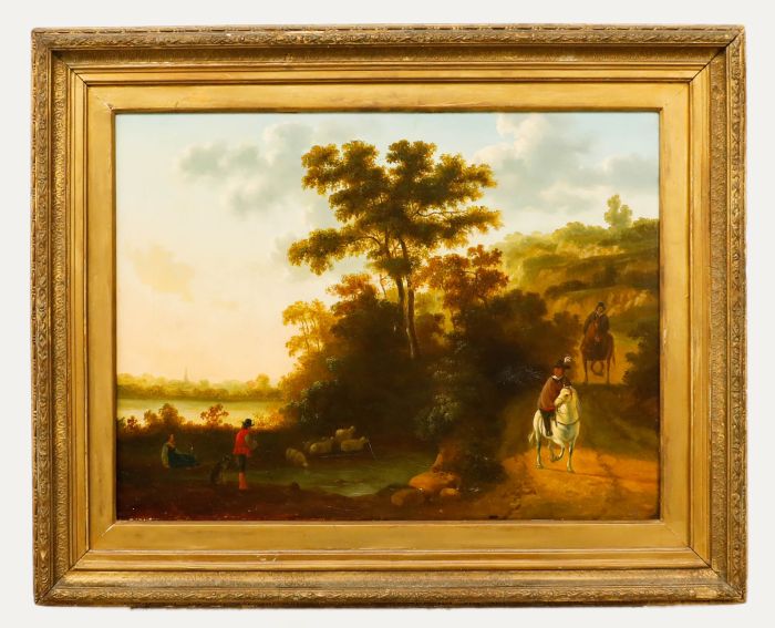 19th Century Oil - Travellers on Horseback