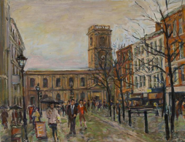 Simon Goldberg (1916-2002) - 20th Century Oil, Town on a Rainy Day