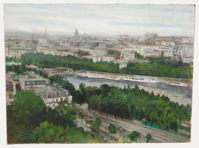 Simon Goldberg (1916-2002) - Mid 20th Century Oil, View from the Eiffel Tower