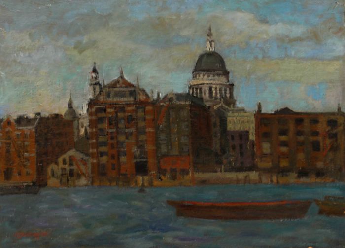 Simon Goldberg (1916-2002) - 20th Century Oil, St Paul's from the River