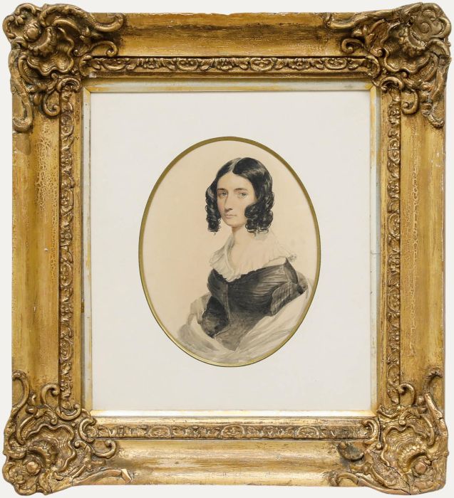English School Early 19th Century Watercolour - Dark Haired Beauty