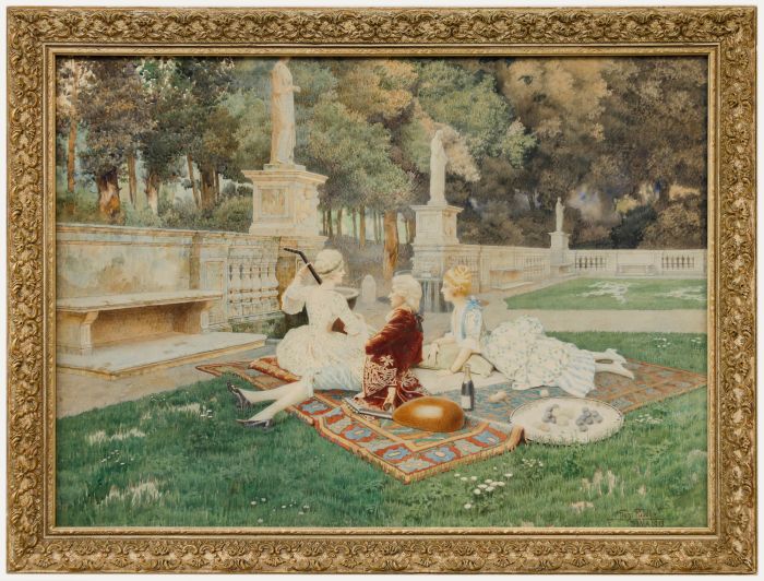 Guido Guidi - 1919 Watercolour, Garden of Leisure