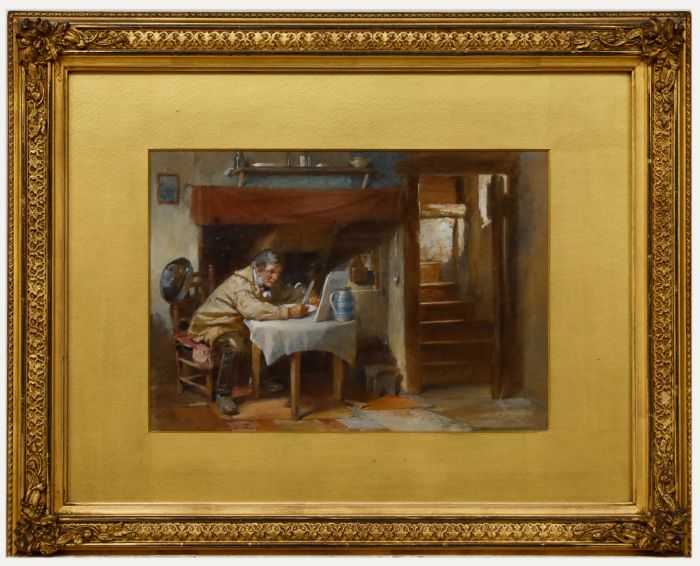 Edward George Hobley (1866-1916) - 1899 Watercolour, Breakfast and the Observer