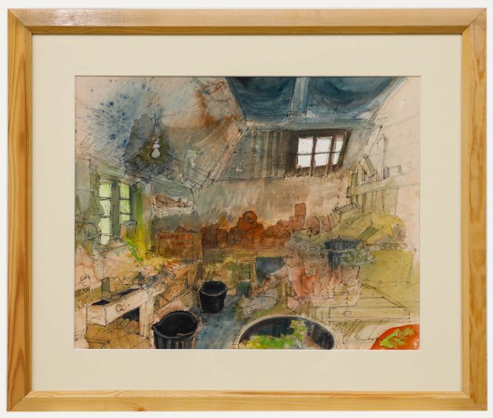 Nina Carroll (1932-1990) - Watercolour, Bins, Boxes and Garden Pots 