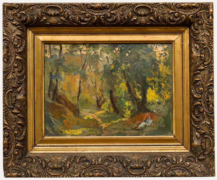 Stanisław Appenzeller (1901-1980) - Framed Oil, Lover in the Woods