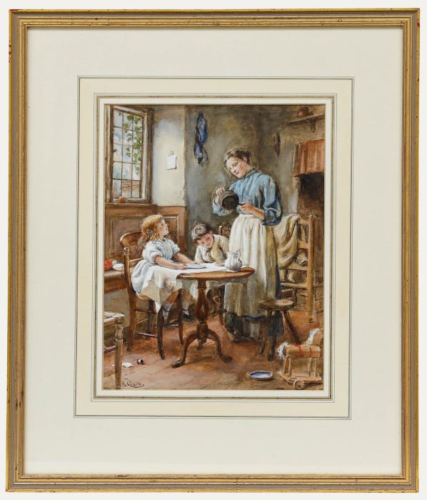 Joseph Clark (1834-1926) - Framed Watercolour, Mother's Cooking 