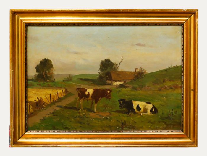 Framed Early 20th Century Oil - Out to Pasture