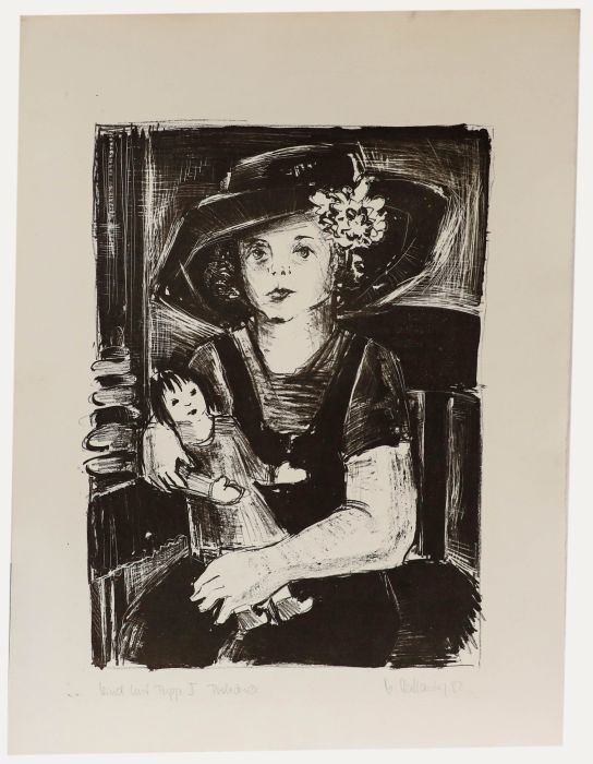 Marion Kallauka - 1982 Lithograph, Girl with Doll