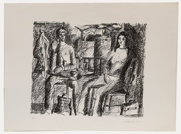 Marion Kallauka - 1971 Lithograph, In the Café