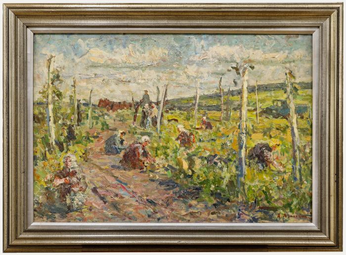 Alexander Andreyevich Lopadkin (1922-1996) - 1994 Oil, Working The Fields