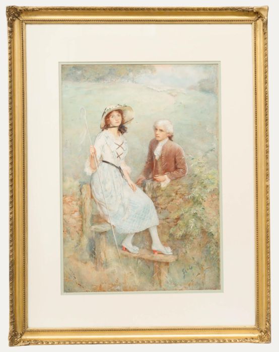 G. L. Buchanan - Early 20th Century Watercolour, A Gentlemen & the Shepherdess 