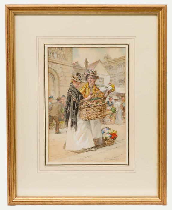 Walter Duncan ARWS (1848-1932) - Watercolour, Flower Sellers in Covent Garden 
