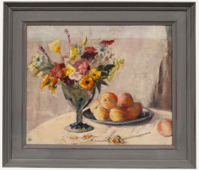 Cecile Hertz-Eyrolles (1875-1974) - Mid 20th Century Oil, Peaches and Flowers
