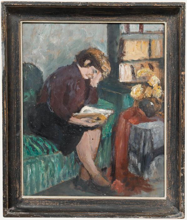 Cecile Hertz-Eyrolles (1875-1974) - Mid 20th Century Oil, A Moment to Read