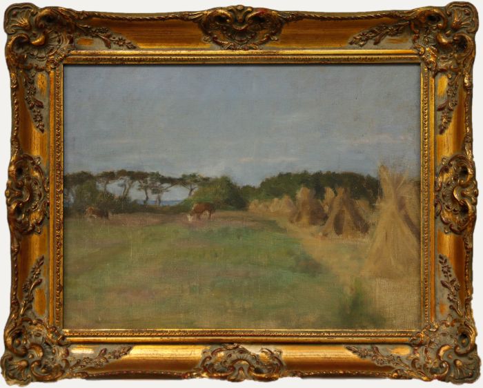 Cecile Hertz-Eyrolles (1875-1974) - Framed Oil, Stooks in Summer Fields