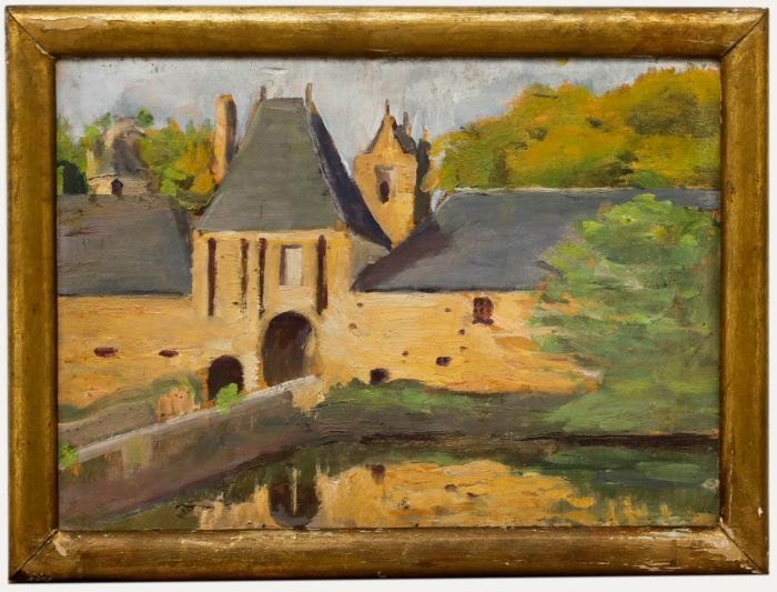 Cecile Hertz-Eyrolles (1875-1974) - Framed Oil, The Medieval Gatehouse