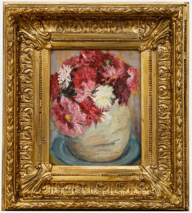 Cecile Hertz-Eyrolles (1875-1974) - Framed Oil, Still Life of Pink Flowers