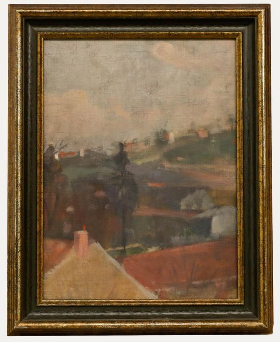 Cecile Hertz-Eyrolles (1875-1974) - Framed Oil, Rooftops with a View
