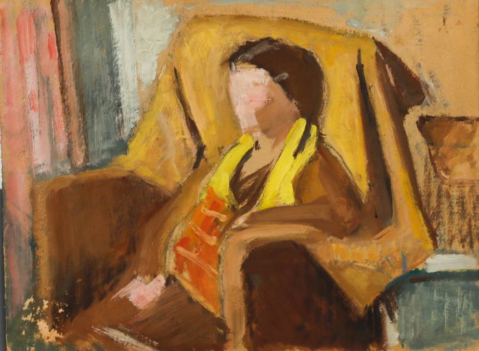 Cecile Hertz-Eyrolles (1875-1974) - Mid 20th Century Oil, Armchair Pose