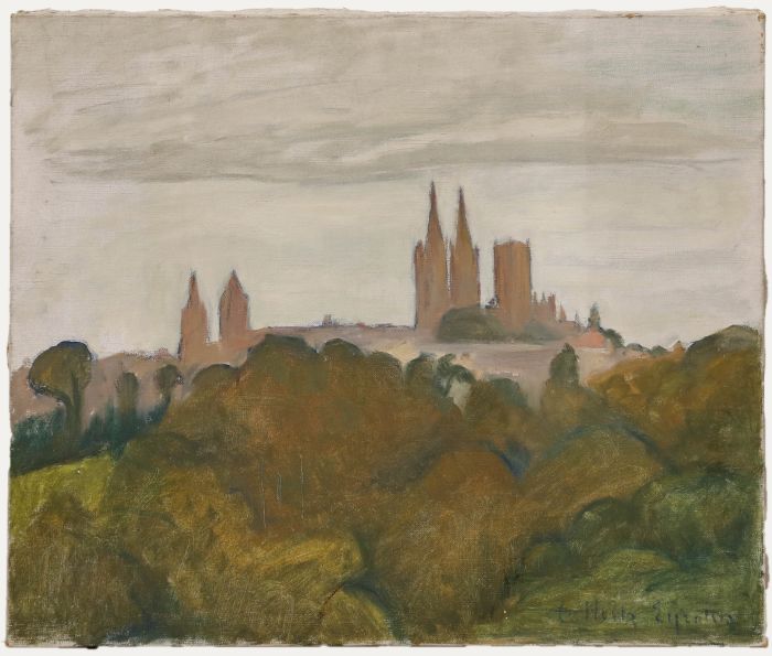 Cecile Hertz-Eyrolles (1875-1974) - Mid 20th Century Oil, View of The Cathedral