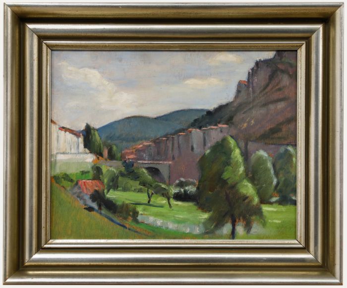 Cecile Hertz-Eyrolles (1875-1974) - Framed Mid 20th Century Oil, La vallée verte