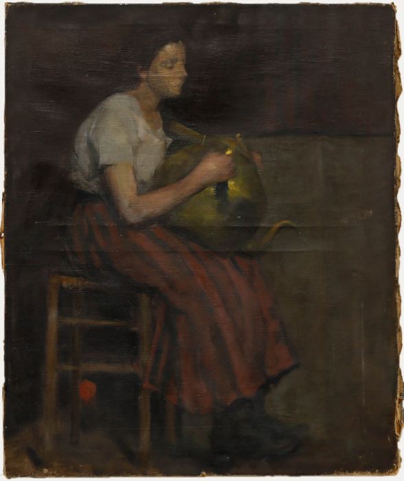 Cecile Hertz-Eyrolles (1875-1974) - Oil, Women with the Brass Samovar